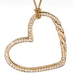 پلاک قلب طلا زرد 18 عیار با نگین جواهر الماس تراش برلیان مدل pdb2339