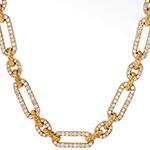 زنجیر گردنبند طلا زرد زنانه و جواهر الماس تراش برلیان مدل nec2039