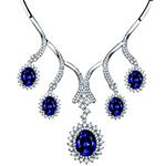 گردنبند طلا زنانه جدید یاقوت کبود و الماس برلیان مدل: ndf161 