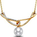 گردنبند طلا زنانه جدید مروارید و برلیان طرح بی نهایت مدل ndf162