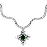 گردنبند طلا زنانه جدید زمرد و برلیان و مارکیز قلم خور مدل ndf164