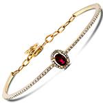 دستبند طلا زنانه یاقوت سرخ و برلیان با طلای زرد 18 عیار مدل: bdf1297