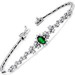 دستبند طلا زنانه زمرد و برلیان جواهر و طلای سفید 18 عیار مدل: bdf1298