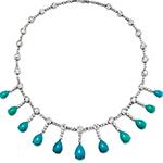  گردنبند طلا زنانه فیروزه و جواهر الماس تراش برلیان مدل ndf168 