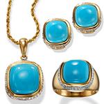 نیم ست طلا دخترانه زرد 18 عیار جواهر فیروزه و برلیان مدل hsdf1563 