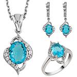 نیم ست طلا دخترانه سفید 18 عیار جواهر توپاز و برلیان مدل hsdf1567