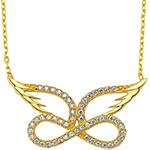 گردنبند طلا طرح بال فرشته و بی نهایت الماس تراش برلیان مدل nec2041
