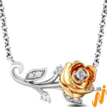 گردنبند گل رز طلا و جواهر الماس تراش برلیان دخترانه - زر