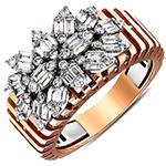 انگشتر الماس زنانه گل طلا تراش برلیان و باگت مدل: wrdf21690 