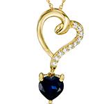 پلاک قلب طلا زنانه یاقوت کبود و جواهر الماس تراش برلیان مدل:npdf13340