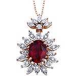 پلاک طلا زنانه طرح گل جدید جواهر یاقوت سرخ و برلیان مدل:npdf13342