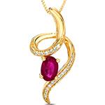 پلاک طلا دخترانه جدید و شیک یاقوت سرخ و الماس برلیان مدل: npdf13346