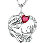 پلاک طلا مادر و فرزند جدید زنانه یاقوت سرخ و برلیان طرح قلب مدل: npdf13350