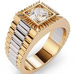 انگشتر طلا مردانه رولکس جواهر تک نگین الماس تراش برلیان مدل: rgm1698