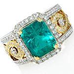 انگشتر مجلسی زنانه طلا و جواهر نگین زمرد و الماس تراش برلیان: مدل rgf1414