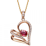 آویز گردنبند قلب طلا زنانه لوکس جواهر نگین یاقوت قرمز و برلیان مدل: npdf12981
