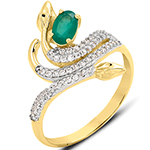 انگشتر مار پیچیده زنانه طلا و جواهر با نگین زمرد و الماس تراش برلیان: مدل rgf1431