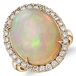 انگشتر طلا و جواهر بزرگ مجلسی با نگین اوپال سفید و الماس تراش برلیان : مدل rgf1443