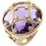 انگشتر آمیتیست و برلیان زنانه طلا و جواهر شیک طرح گنبدی: مدل rgf1460