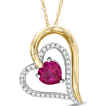 پلاک و آویز طلا و جواهر نگین یاقوت قرمز و الماس تراش برلیان طرح قلب مدل: npdf13029