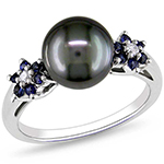 انگشتر مروارید زنانه طلا سفید 18 عیار و نگین الماس تراش برلیان: مدل rgf1485