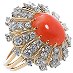 انگشتر عقیق زنانه بزرگ مجلسی طلا زرد و نگین الماس تراش برلیان: مدل rgf1490