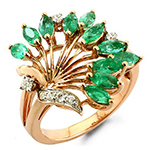 انگشتر طلا و جواهر با نگین زمرد و الماس تراش برلیان: مدل rgf1502