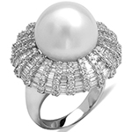 انگشتر مروارید طلا و جواهر زنانه طرح جدید نگین الماس تراش برلیان و باگت: مدل rgf1507