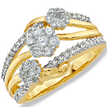 مدل حلقه ازدواج فلاور (flower) جواهر با نگین الماس تراش برلیان مدل : eng2196