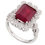 انگشتر گل های ریز برلیان و یاقوت سرخ امرالد با طلا سفید 18 عیار زنانه : مدل rgf1528