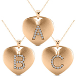 خرید و فروش پلاک حروف طلا a تا z با نگین برلیان طرح قلب - سایت زر