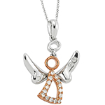 آویز طلای رزگلد و سفید با نگین الماس تراش برلیان طرح آنجل: مدل pdb2220