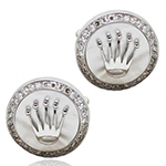 دکمه سردست طلا سفید با نگین الماس تراش برلیان طرح رولکس مدل: cdm1178