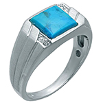 مدل انگشتر مردانه فیروزه با نگین الماس تراش برلیان و رکاب طلای سفید: مدل rgm1504