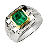 مدل انگشتر زمرد و الماس تراش پرنس با رکاب انگشتر طلای سفید : مدل rgm1511