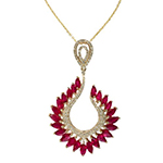 پلاک طلا و جواهر با نگین یاقوت قرمز و الماس تراش برلیان مدل: npdf13125