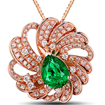 پلاک طلا و جواهر با نگین زمرد و الماس تراش برلیان مدل: npdf13129