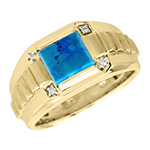 مدل انگشتر مردانه فیروزه و برلیان با طلای زرد طرح رولکس: مدل rgm1515