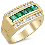 مدل انگشتر جواهر مردانه با رکاب طلای زرد و نگین زمرد و برلیان: مدل rgm1516