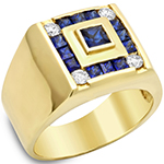 مدل انگشتر مردانه با رکاب طلای زرد و نگین یاقوت کبود و برلیان: مدل rgm1517