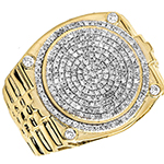 مدل انگشتر مردانه جواهر با رکاب طلای زرد و نگین الماس تراش برلیان طرح رولکسی: مدل rgm1524