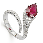 انگشتر مار طلا سفید و جواهر نگین یاقوت قرمز و الماس تراش برلیان طرح مار :مدل rgf1579