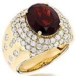 مدل انگشتر رجال مردانه بزرگ جواهر با رکاب طلای زرد و نگین برلیان و گارنت: مدل rgm1536