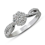 حلقه نامزدی فلاور طلای سفید با نگین الماس تراش برلیان مدل: eng2246