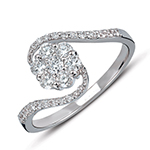 حلقه نامزدی فلاور طلای سفید با نگین الماس تراش برلیان مدل: eng2247