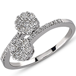 حلقه نامزدی فلاور طلای سفید با نگین الماس تراش برلیان مدل: eng2252