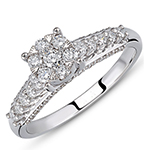 انگشتر نامزدی فلاور طلای سفید با نگین الماس تراش برلیان مدل: eng2253