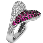 انگشتر قلب طلا زنانه نگین یاقوت قرمز و الماس تراش برلیان طرح قلب :مدل rgf1581