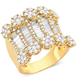 انگشتر فلاور زنانه طلای زرد با نگین الماس تراش برلیان و باگت: مدل wrdf2133