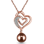 آویز گردنبند قلب طلای رزگلد با نگین مروارید و برلیان طرح قلب مدل: pdf1087